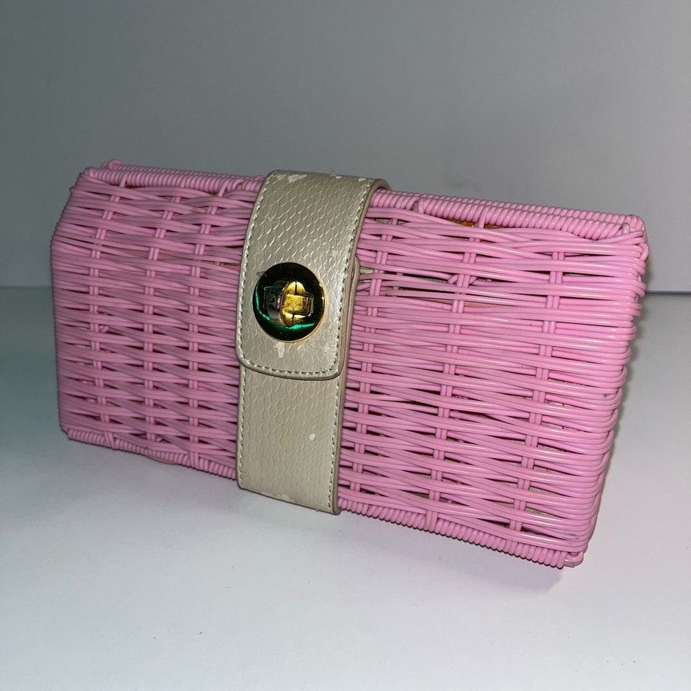 Lily Pulitzer Pink Wicker Clutch Rare